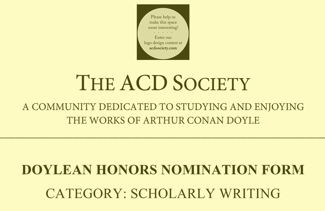 excerpt from Doylean Honors nomination form in the Scholarly Writing category