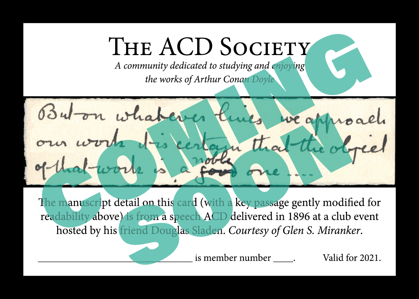2021 ACD Society membership card