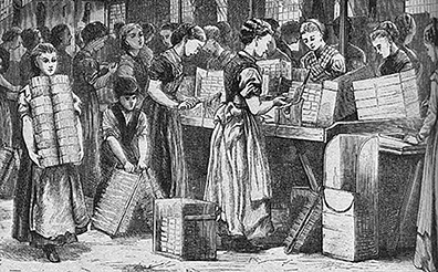 image of women working in a match factory in 1871