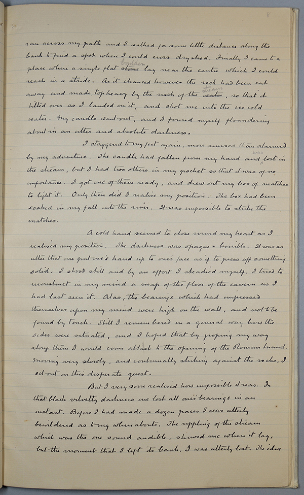 page 8 of the manuscript of "The Terror of Blue John Gap"