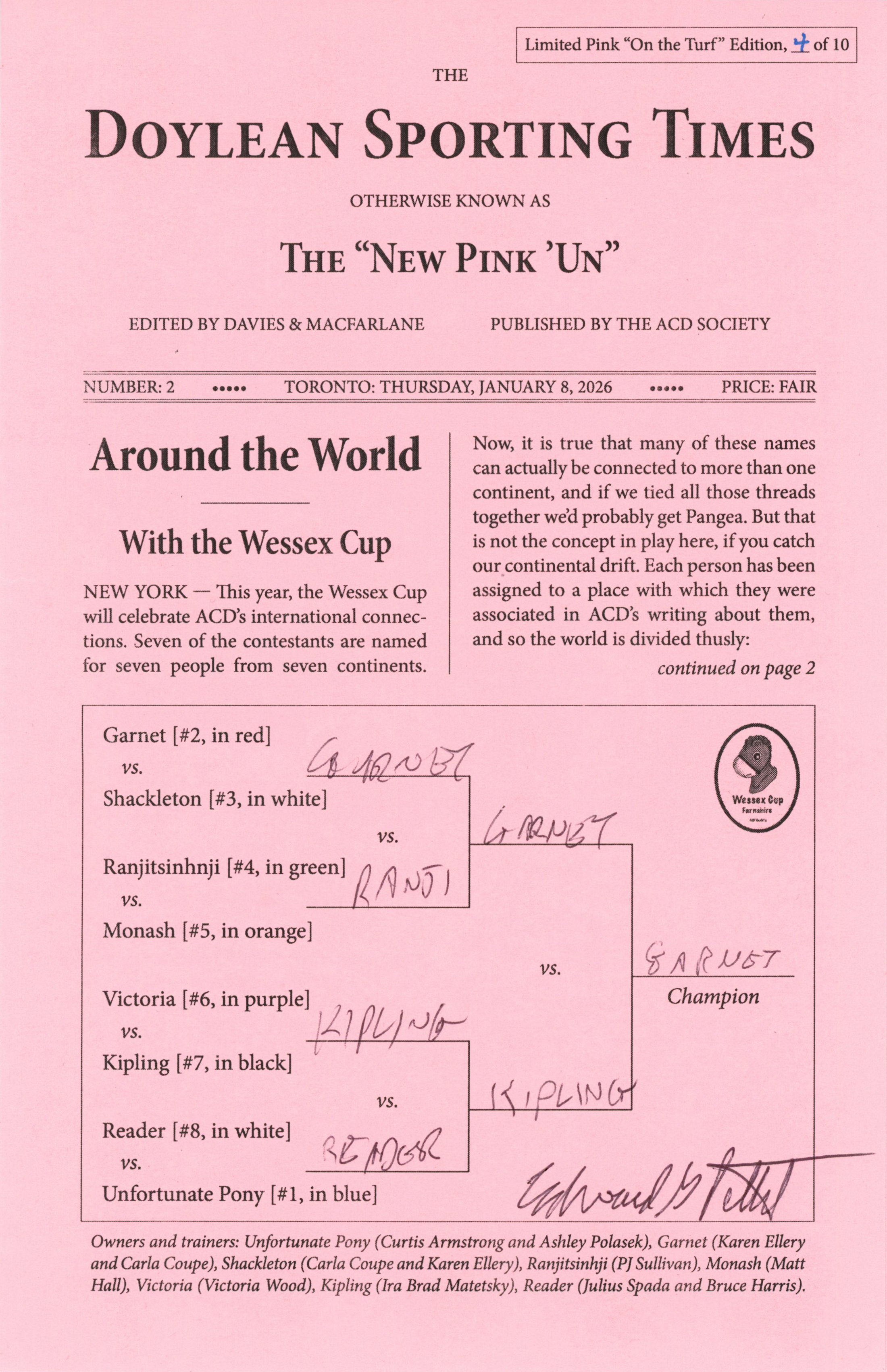 a glimpse of the ACD Society's Doylean 2026 membership card